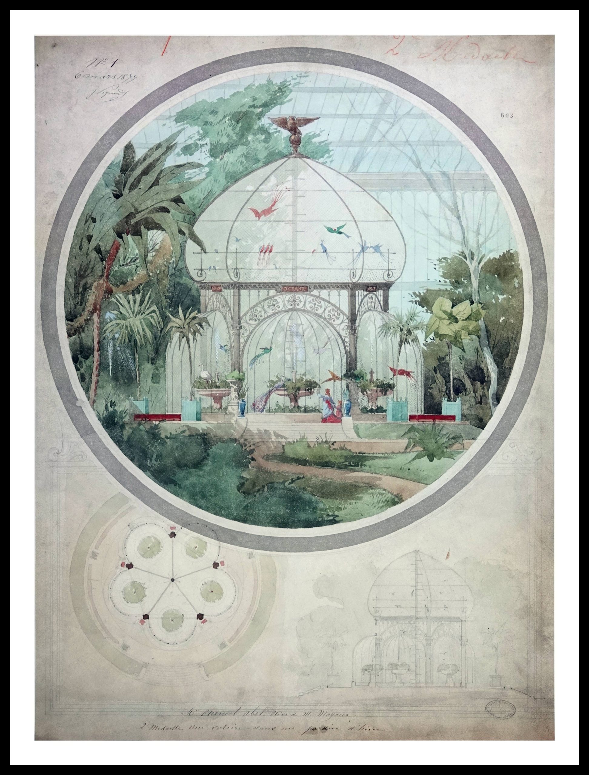 PTR AC01 Aviary in a Winter Garden (Antique Prints)